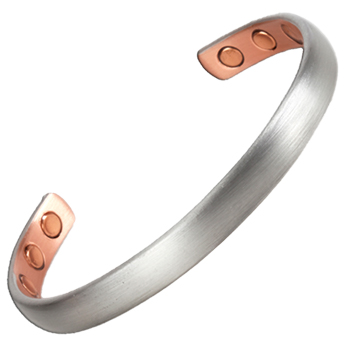 Silver Copper Matt D Magnetic Bracelet